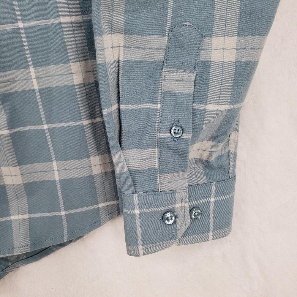 RSVLTS Shirt Men XL Blue Cream Plaid Borland Flannels Button Down Long Sleeve - Picture 2 of 11